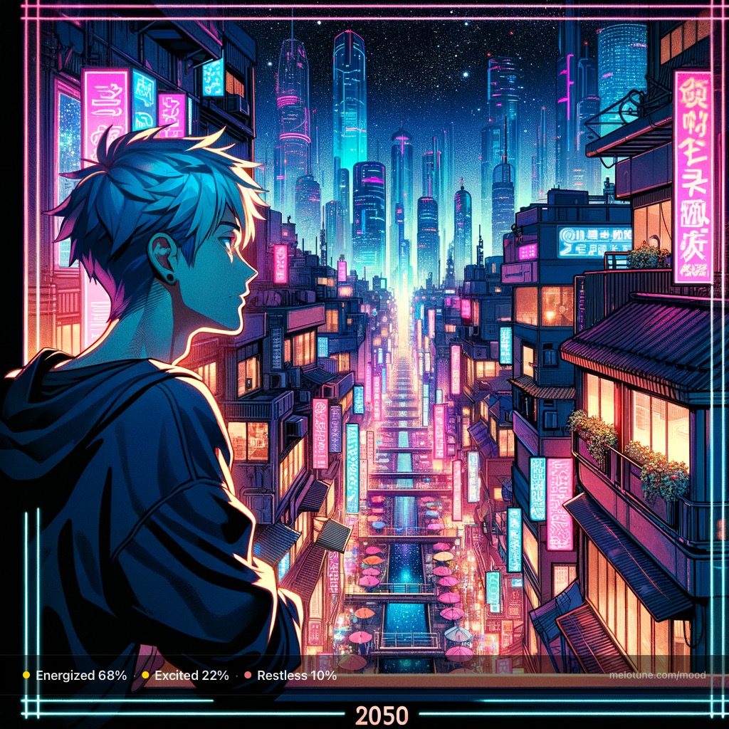 Neon Alley Rush mood portrait variation